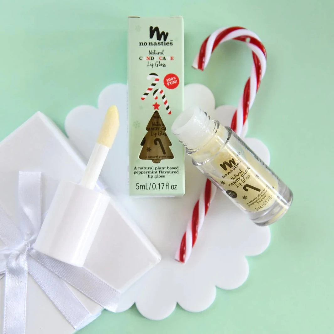 NO NASTIES NATURAL LIP GLOSS WAND: CHRISTMAS PEPPERMINT CANDY CANE