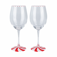 CANDY CANE WINE GLASS 2PC