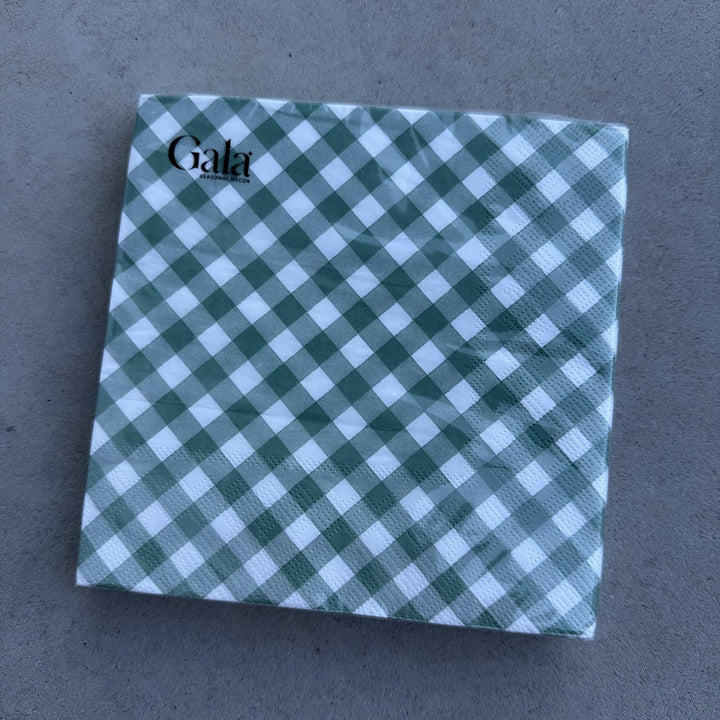 SAGE CHECK NAPKINS 20PC