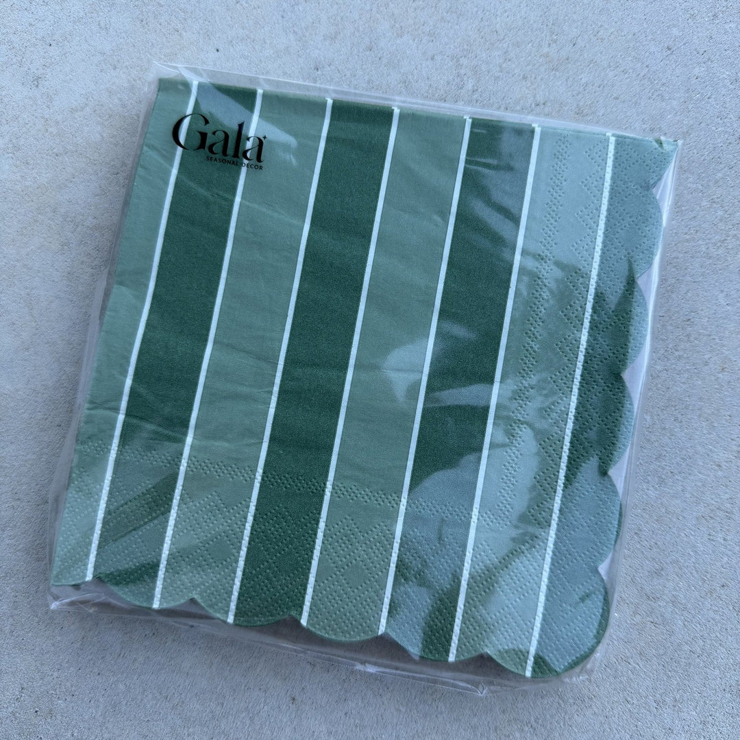VARIEGATED NAPKINS 20PC: GREEN