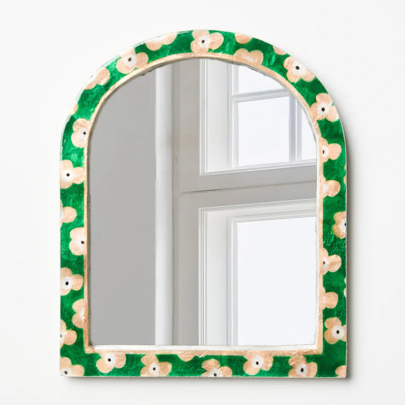 J & CO PARADIS FLORAL MIRROR: GREEN