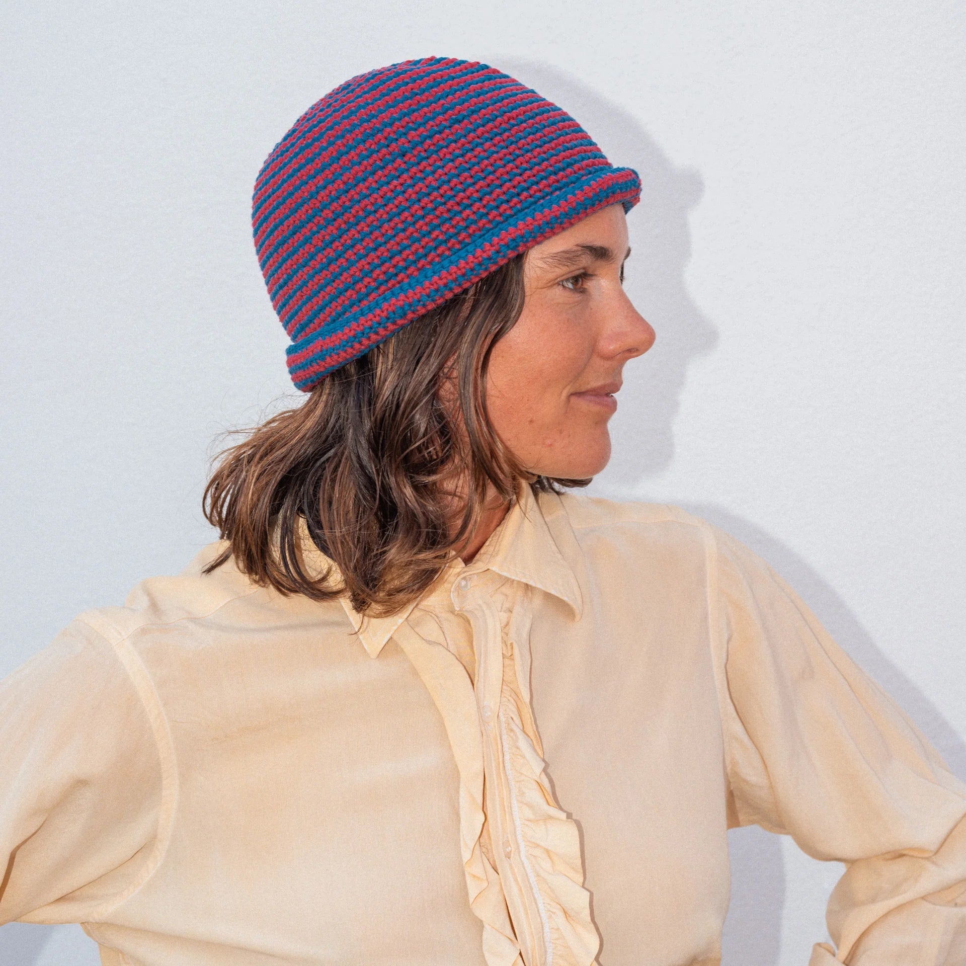 ATMOSEA CROCHET BEANIE: MIXED BERRY