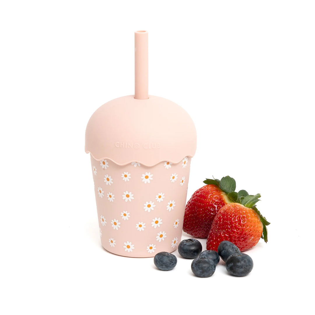 CHINO CLUB MINI SMOOTHIE CUP &amp; STRAW: PINK DAISY