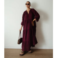 ALAKAI THE DAWN MIDI DRESS: BURGUNDY