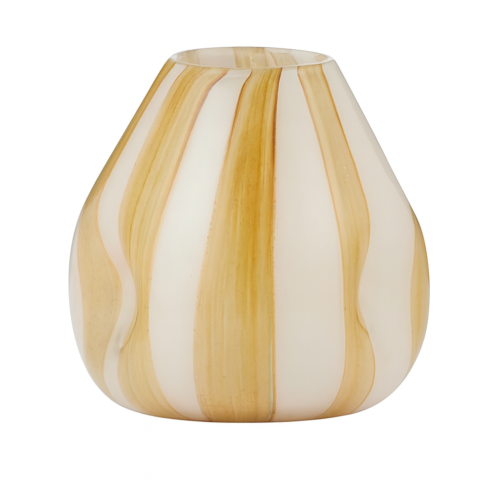 ALICE GLASS VASE: IVORY/MUSTARD LRG