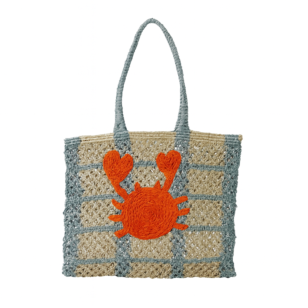 CRAB MOTIF JUTE TOTE BAG