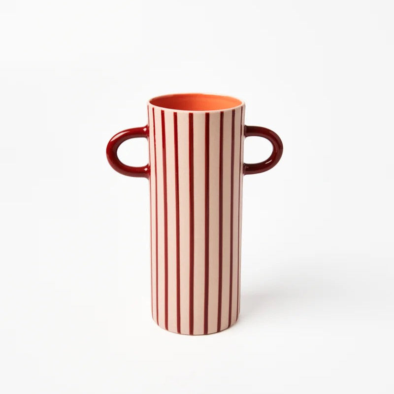 J & CO GRIFFE BUD VASE: PINK PINSTRIPE