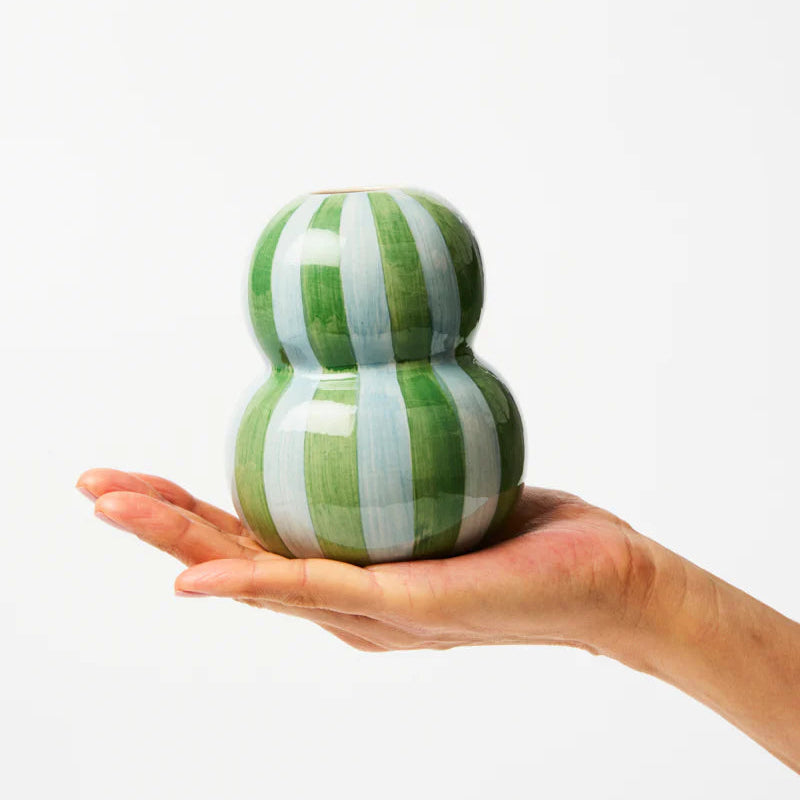 J & CO FONDA VASE: GREEN BLUE STRIPE