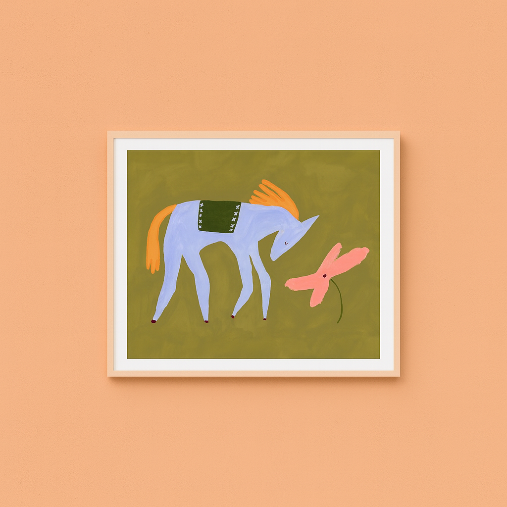 HORSE & FLOWER GREEN ARTWORK