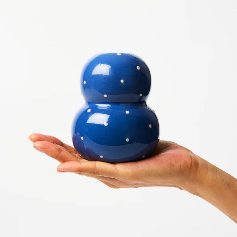 J & CO FONDA VASE: NAVY DOTTY VASE