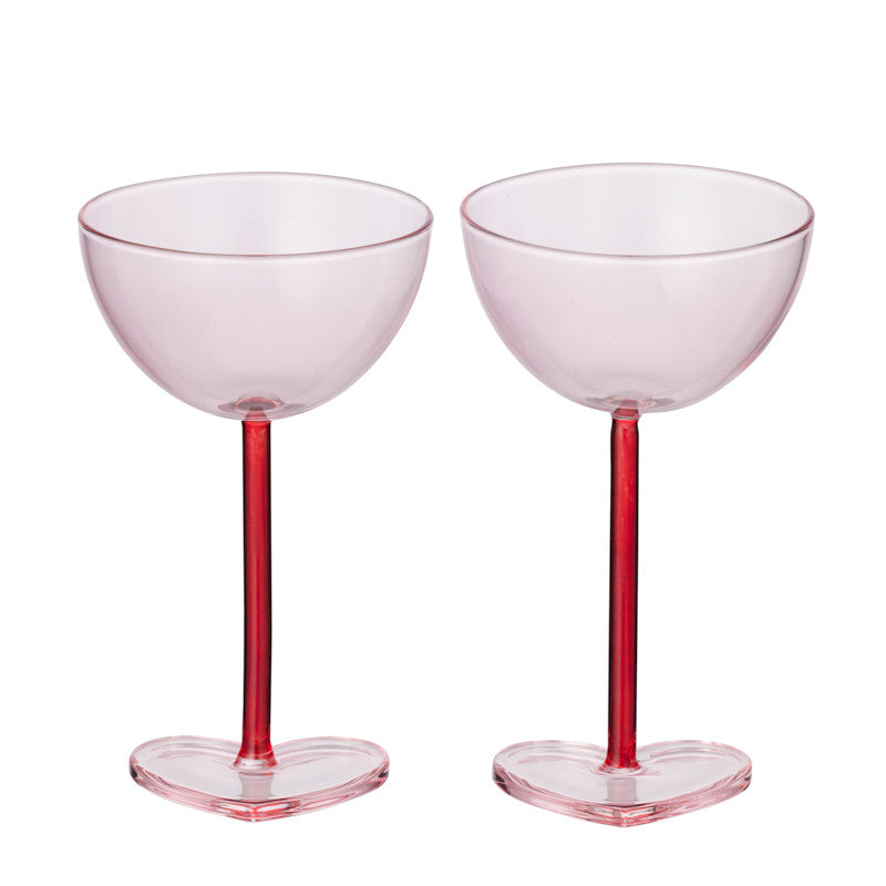 LULA GLASS COUPE 2PC: PINK/RED