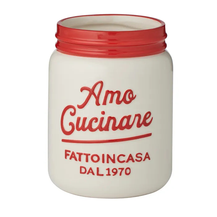 CUCINA CERAMIC UTENSIL HOLDER: RED/WHITE