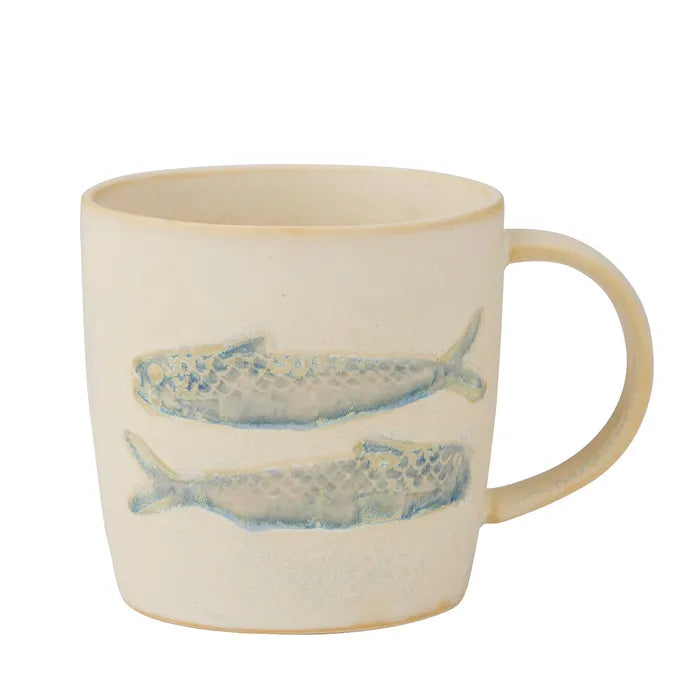 RIVA CERAMIC MUG: IVORY/BLUE