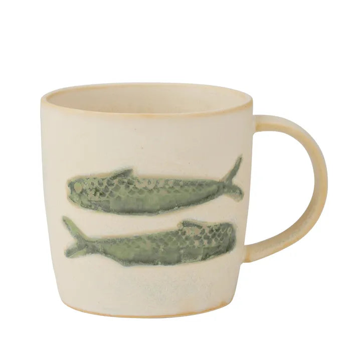RIVA CERAMIC MUG: IVORY/GREEN