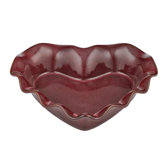 AMORE CERAMIC HEART BAKER DISH: BURGUNDY