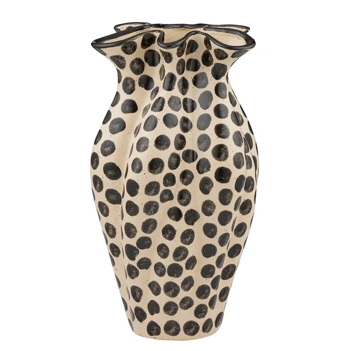 RAVEN TALL CERAMIC VASE: IVORY/BLACK