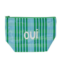 OUI RECYCLED POUCH: GREEN/BLUE