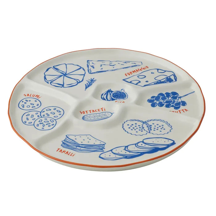 DELI CERAMIC DIVIDED CHEESE PLATTER: LRG