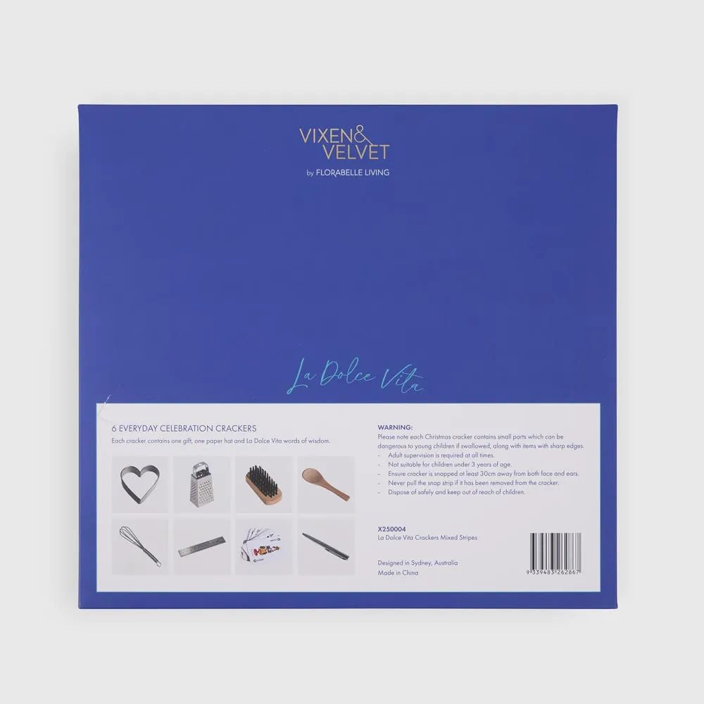 LA DOLCE VITA CRACKERS 6PC: MIXED STRIPES