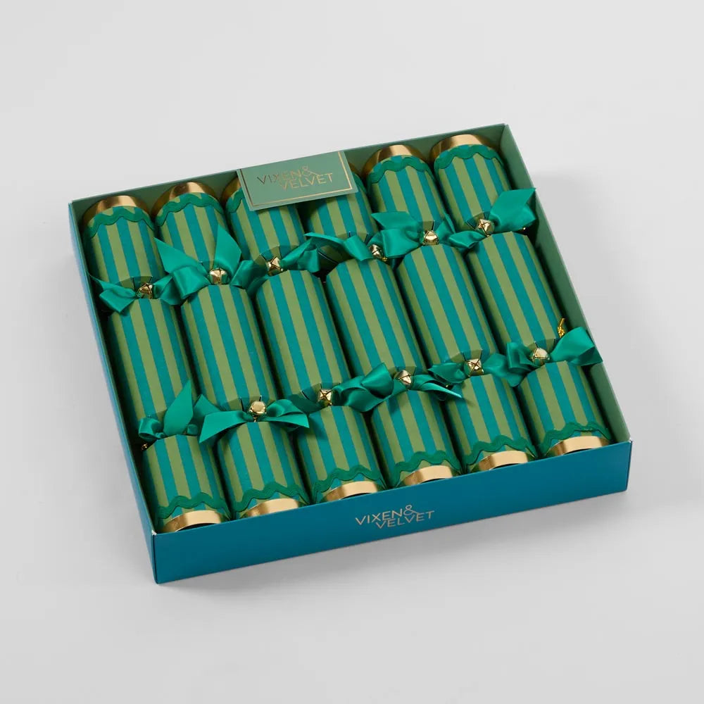 VERDANT STRIPED CRACKERS 6PC: GREEN