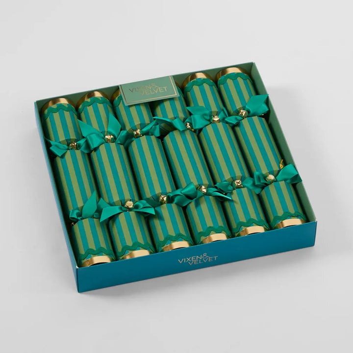 VERDANT STRIPED CRACKERS 6PC: GREEN