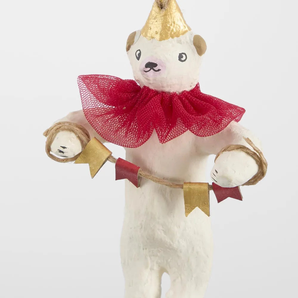 MACHE CARNIVALE BEAR TREE DECORATION: RED