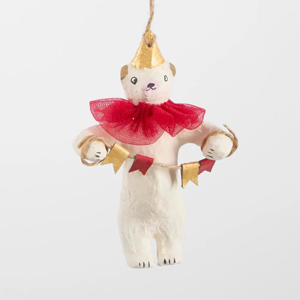 MACHE CARNIVALE BEAR TREE DECORATION: RED
