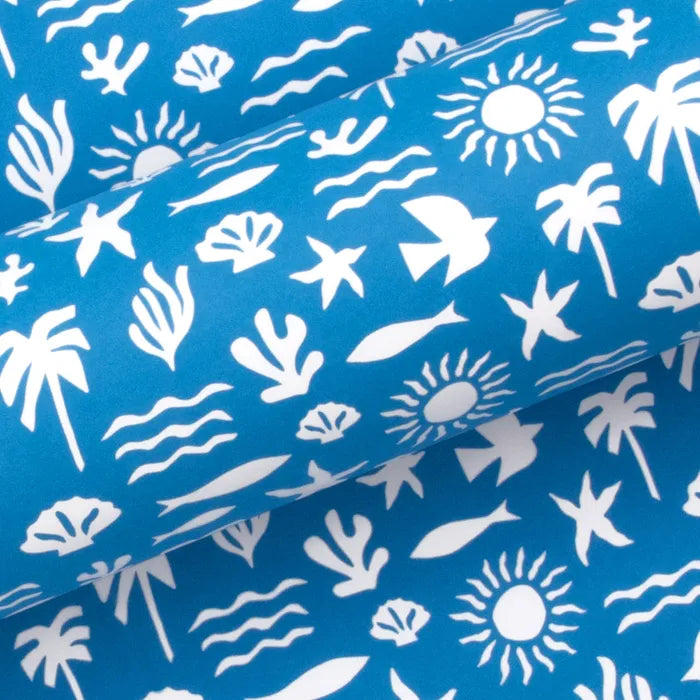 SAND TO SEA WRAPPING PAPER: ELECTRIC BLUE / 10M