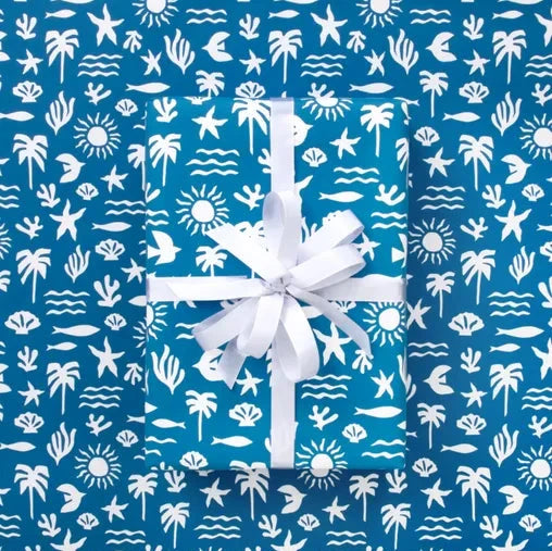 SAND TO SEA WRAPPING PAPER: ELECTRIC BLUE / 10M