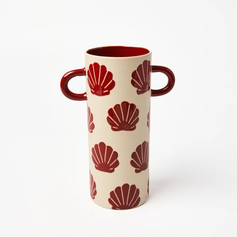 J & CO GRIFFE TALL VASE: BURGUNDY SHELL