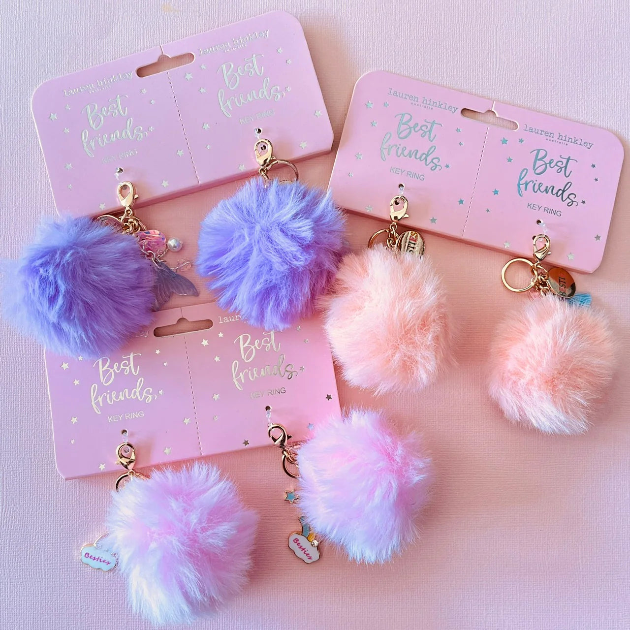 LAUREN HINKLEY CELESTIAL UNICORN BFF POM POM KEYRING SET