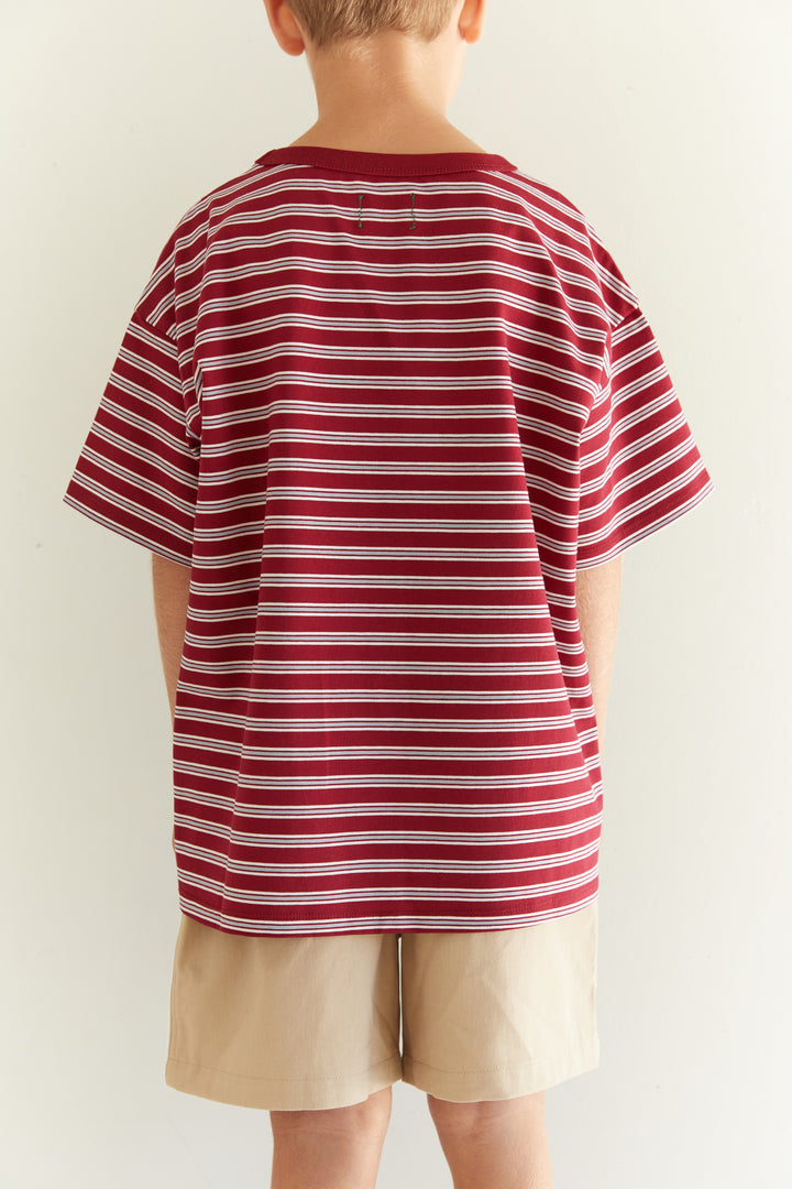 Juni Jnr Zion Tee Cherry Stripe - kids tee
