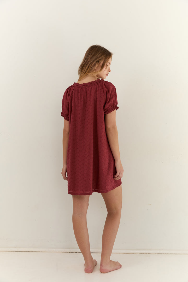 Juni Womens Joelle Mini Dress Dark Cherry - womens mini dress