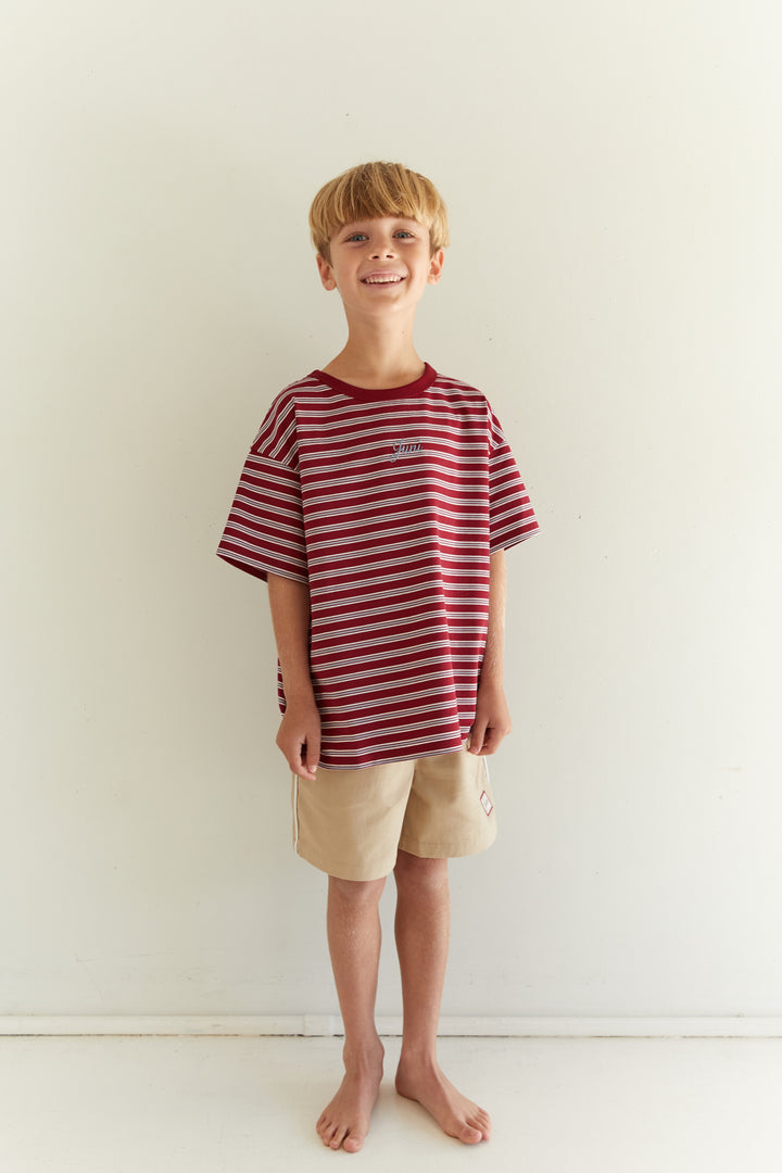 Juni Jnr Zion Tee Cherry Stripe - kids tee