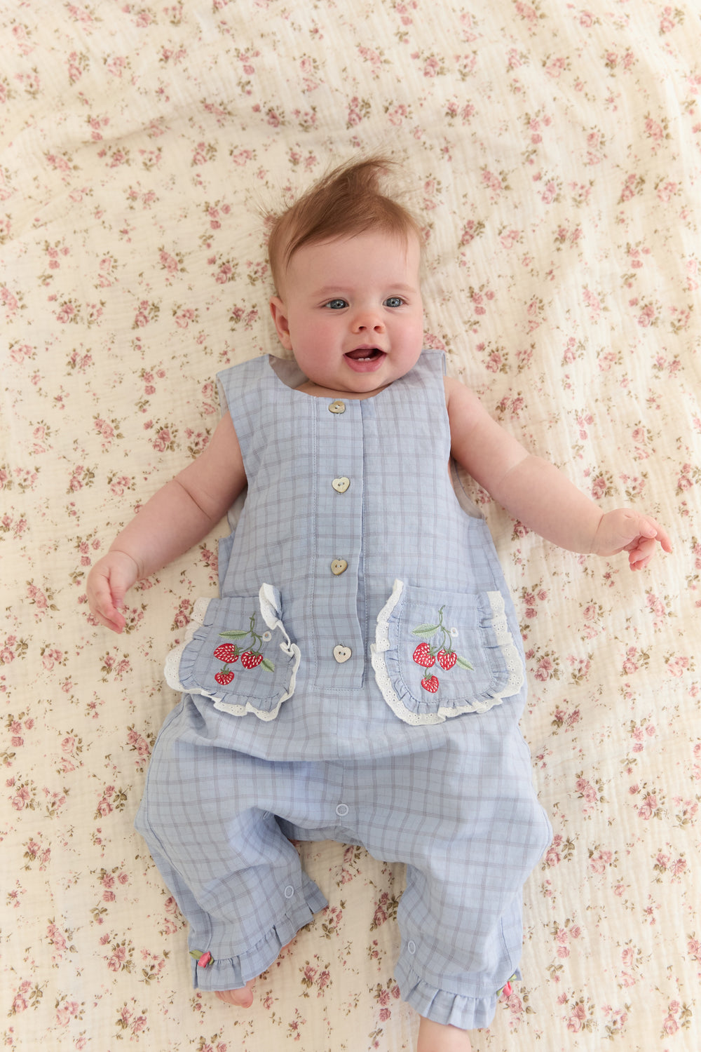 JUNI Jnr Charlotte Romper Sky Gingham - kids romper