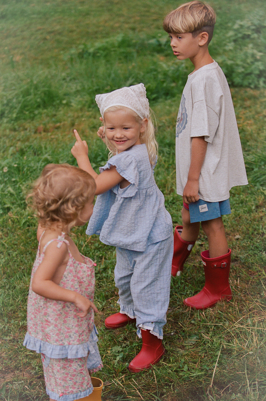 Juni Jnr Dora Pant Sky Gingham - kids pants