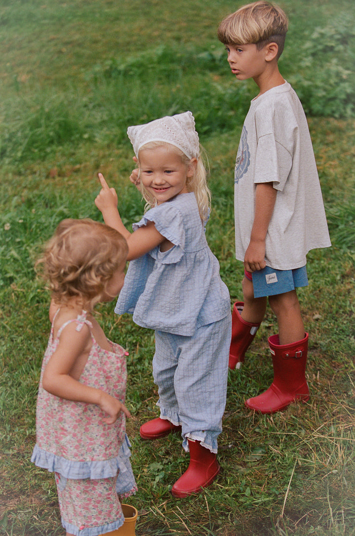 Juni Jnr Dora Pant Sky Gingham - kids pants