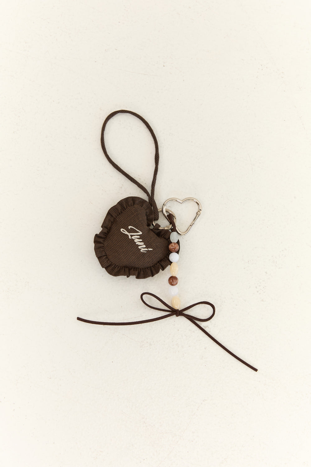 Juni Heart Bag Charm Espresso Check - bag charm