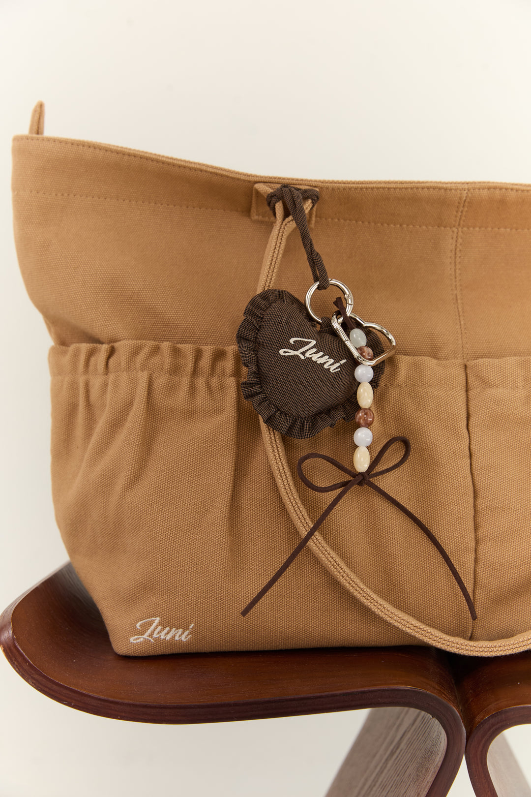 Juni Heart Bag Charm Espresso Check - bag charm