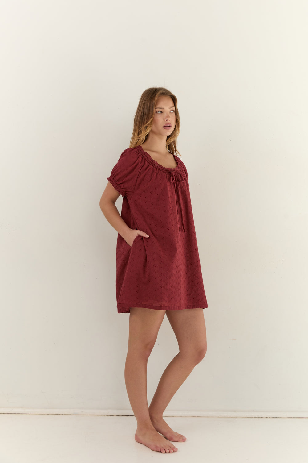 Juni Womens Joelle Mini Dress Dark Cherry - womens mini dress