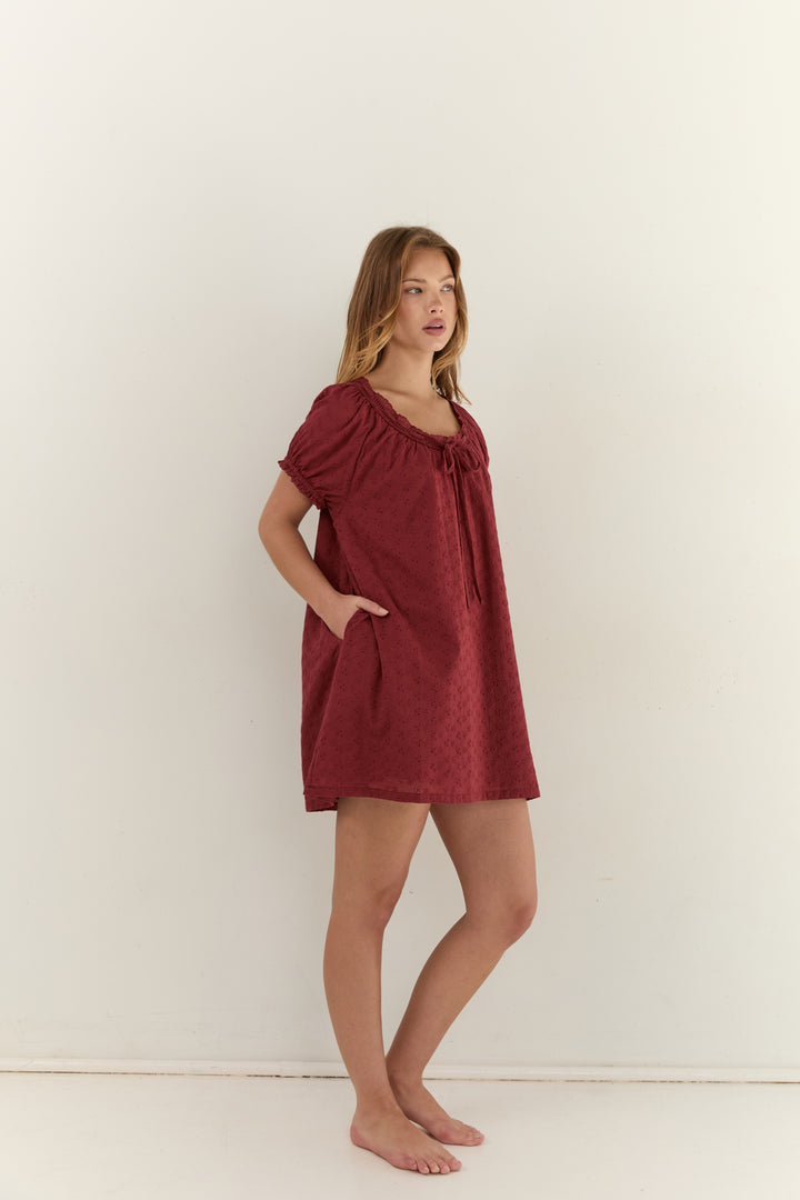 Juni Womens Joelle Mini Dress Dark Cherry - womens mini dress