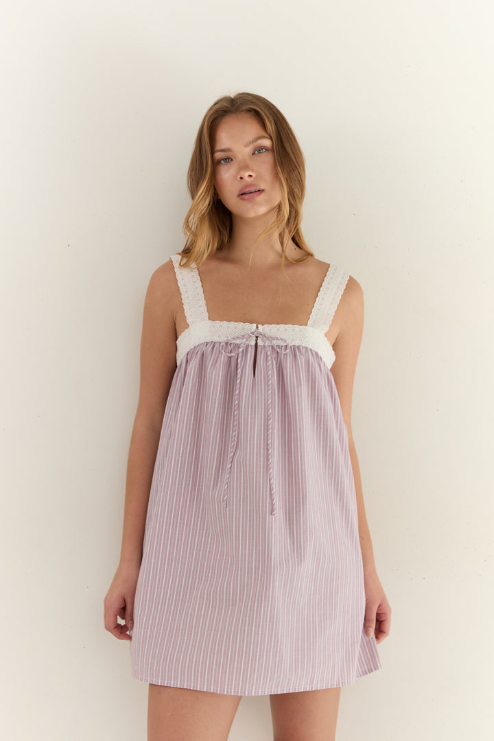 Juni Womens Valerie Mini Dress Rosa Stripe - womens mini dress