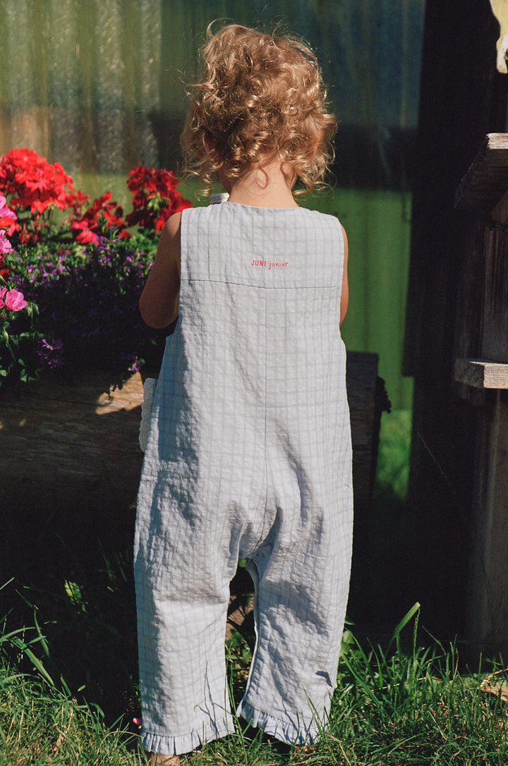 JUNI Jnr Charlotte Romper Sky Gingham - kids romper