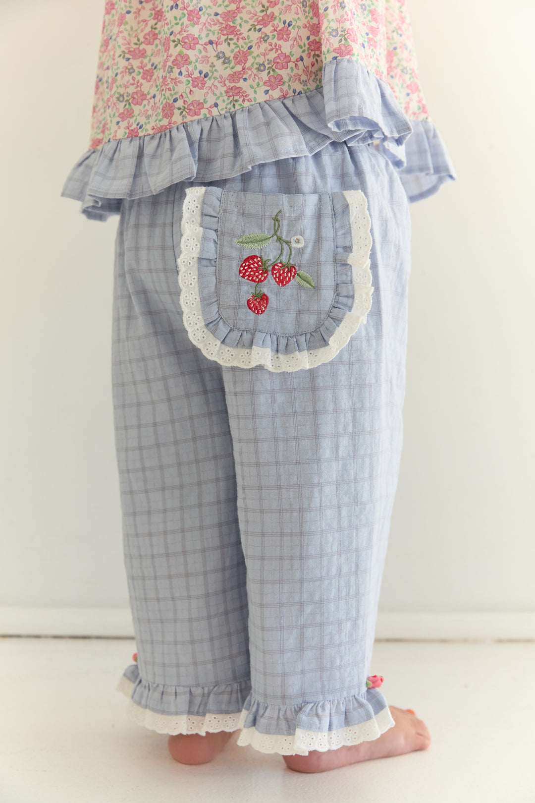 Juni Jnr Dora Pant Sky Gingham - kids pants