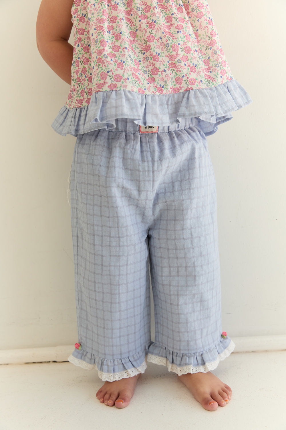 Juni Jnr Dora Pant Sky Gingham - kids pants