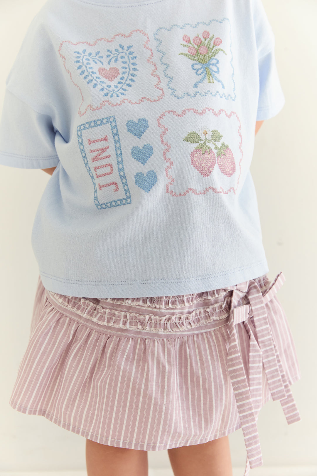 Juni Jnr Patchwork Tee Sky - kids tee