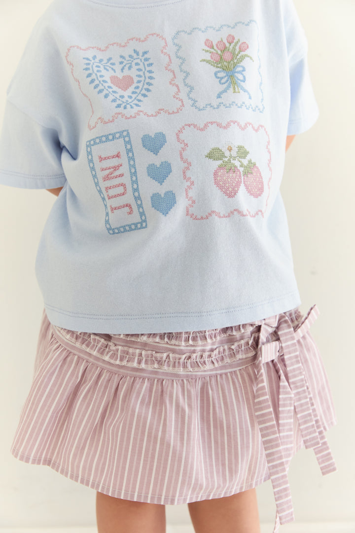 Juni Jnr Patchwork Tee Sky - kids tee