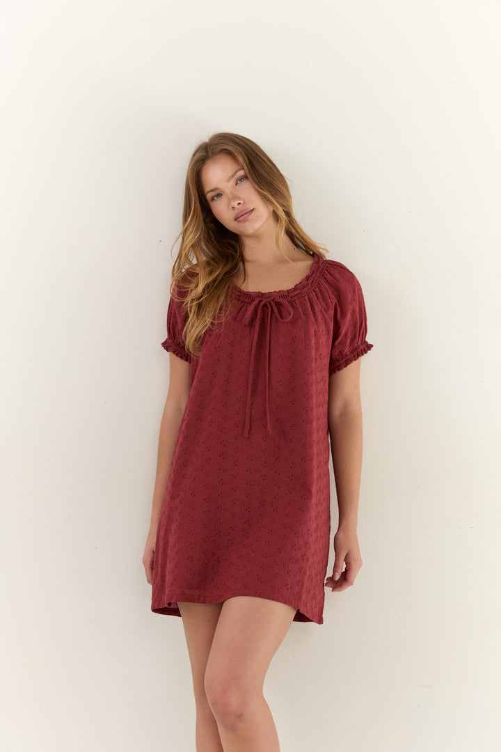 Juni Womens Joelle Mini Dress Dark Cherry - womens mini dress