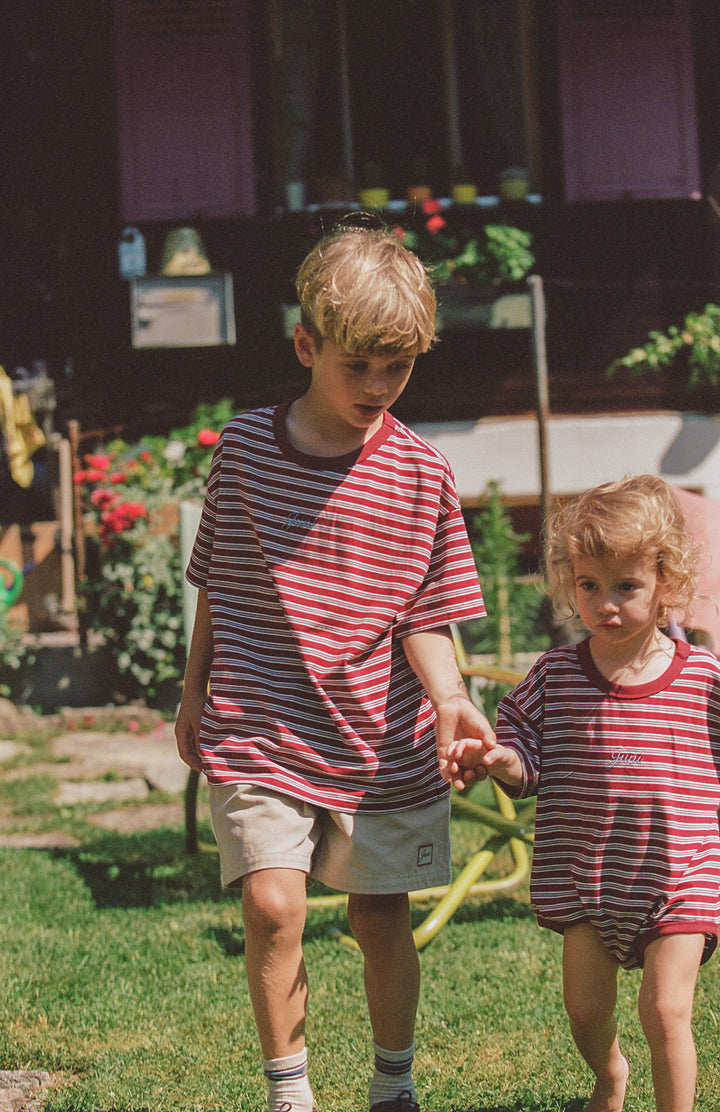 JUNI Jnr Riley T-Shirt Romper Cherry Stripe - kids romper