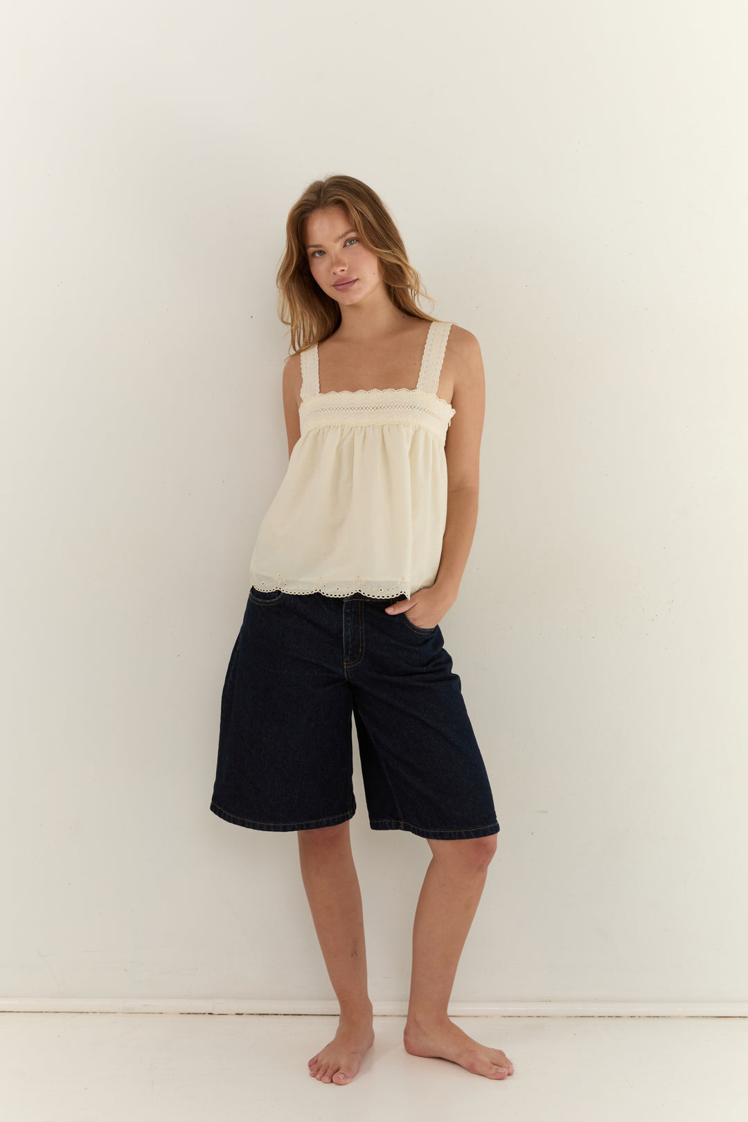 Juni Womens Francesca Cami Soft Daffodil - womens cami top